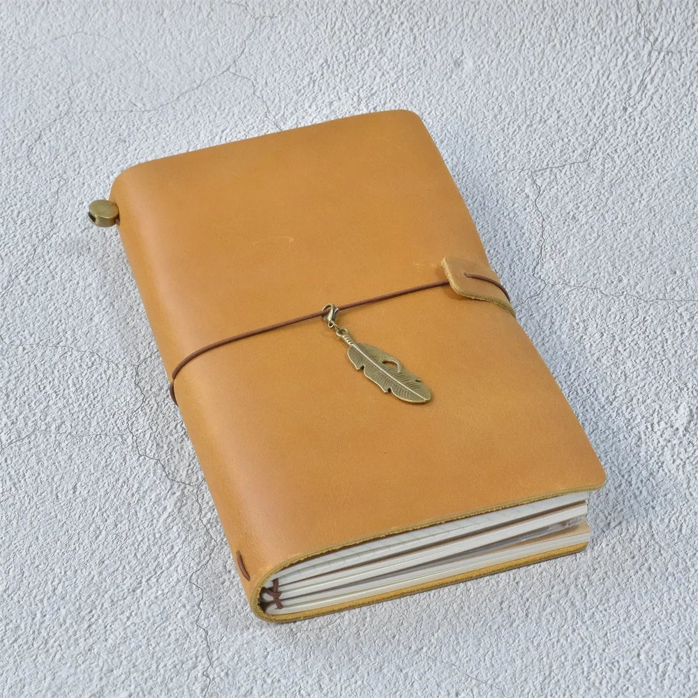 Genuine Leather Refillable Travel Journal – Handmade Retro Diary, Sketchbook & Notebook