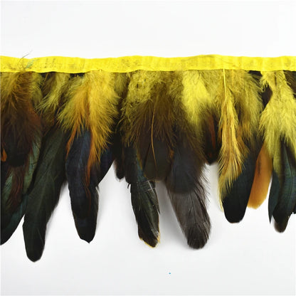 10 m Rooster Feather Fringe Trim – Natural Feather Ribbon for Sewing, Crafts & Costume Decoration