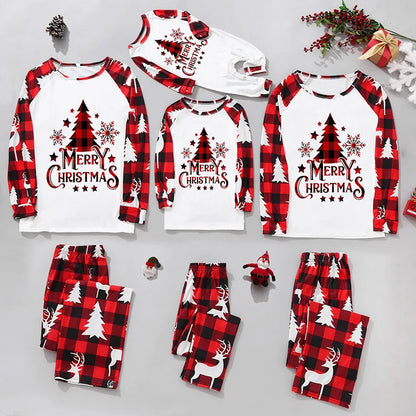 Christmas Family Matching Pajamas Set – 2-Piece Xmas Sleepwear for Mom, Dad & Kids, Baby Rompers, Casual Loose Family Holiday Outfits