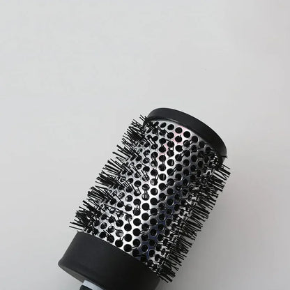 Round Hair Styling Brush – Nylon Bristle Comb with Thermal Aluminum Barrel for Curling, Blow-Drying & Volume, Professional Hairdressing Tool