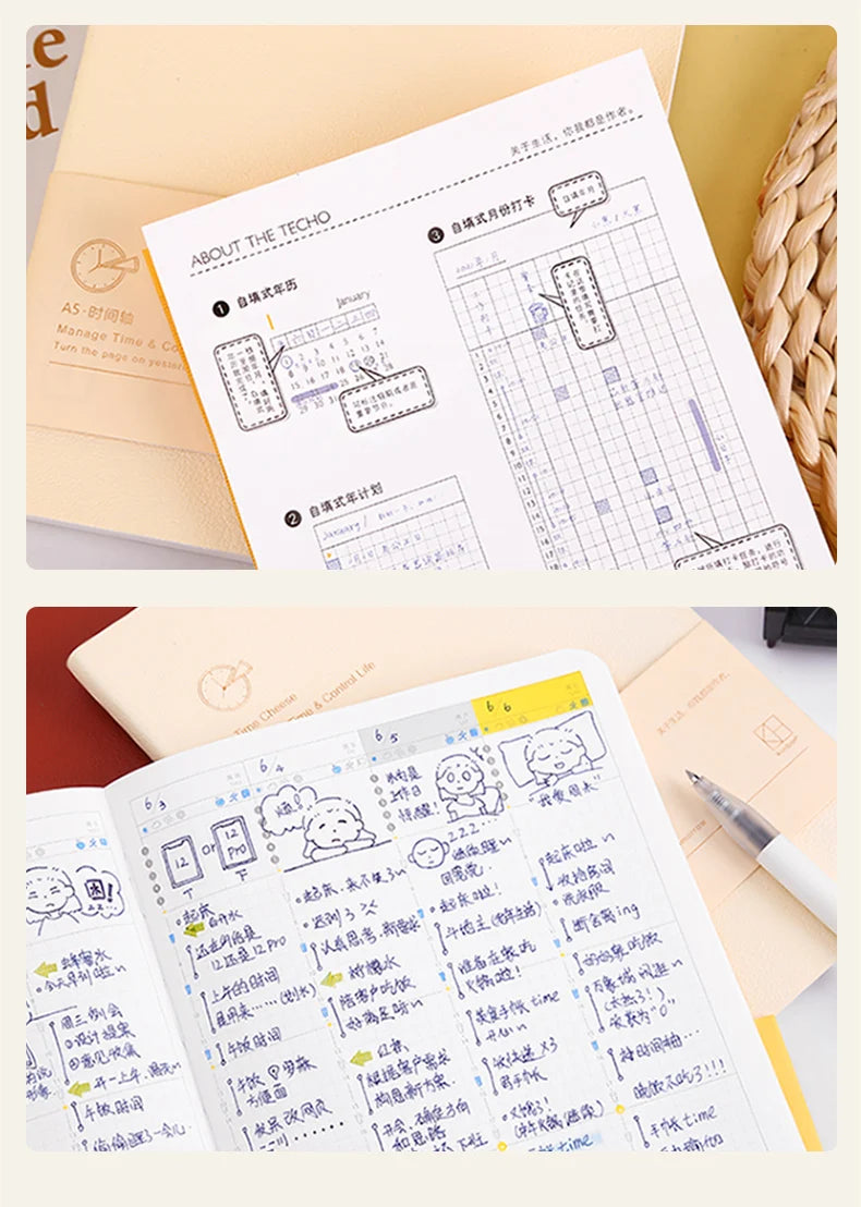 Kinbor Undated Weekly Planner – Portable Daily, Monthly & Schedule Journal Notebook