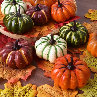 9PCS Mini Artificial Pumpkins – Fake Pumpkin Halloween Decorations for Home, Autumn Harvest, Thanksgiving Parties & Seasonal Decor