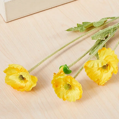 4 cabezas de amapolas artificiales – Ramo floral sintético de seda para arreglos de boda nupciales, decoración de fiestas, decoración de jardines y exhibiciones al aire libre