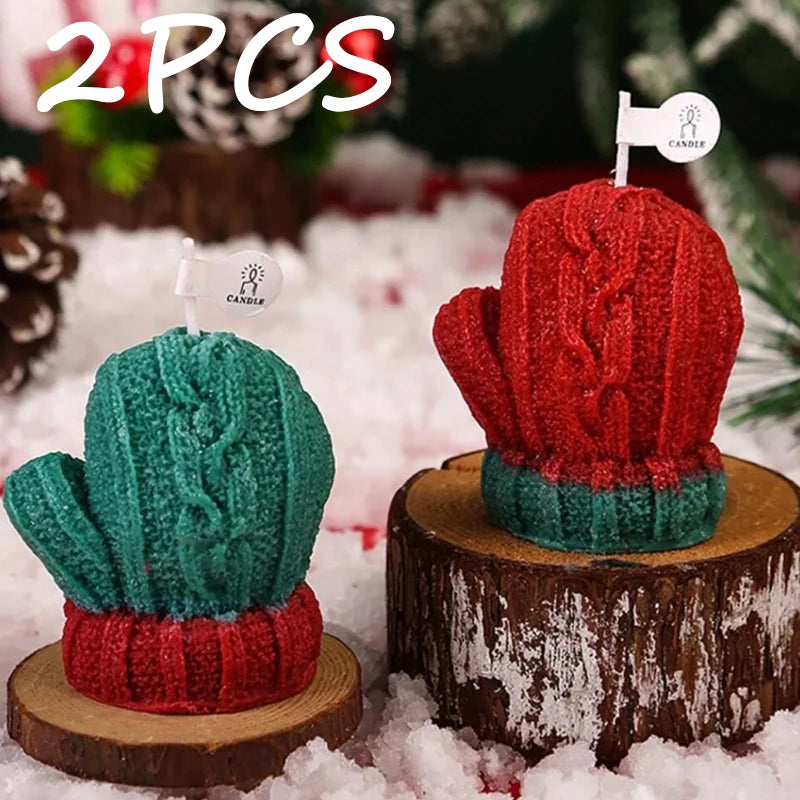 1-3PCS Christmas Glove-Shaped Candles – 3D Scented Soy Wax Aromatherapy Candles for Weddings, Birthdays & Festive Home Decor