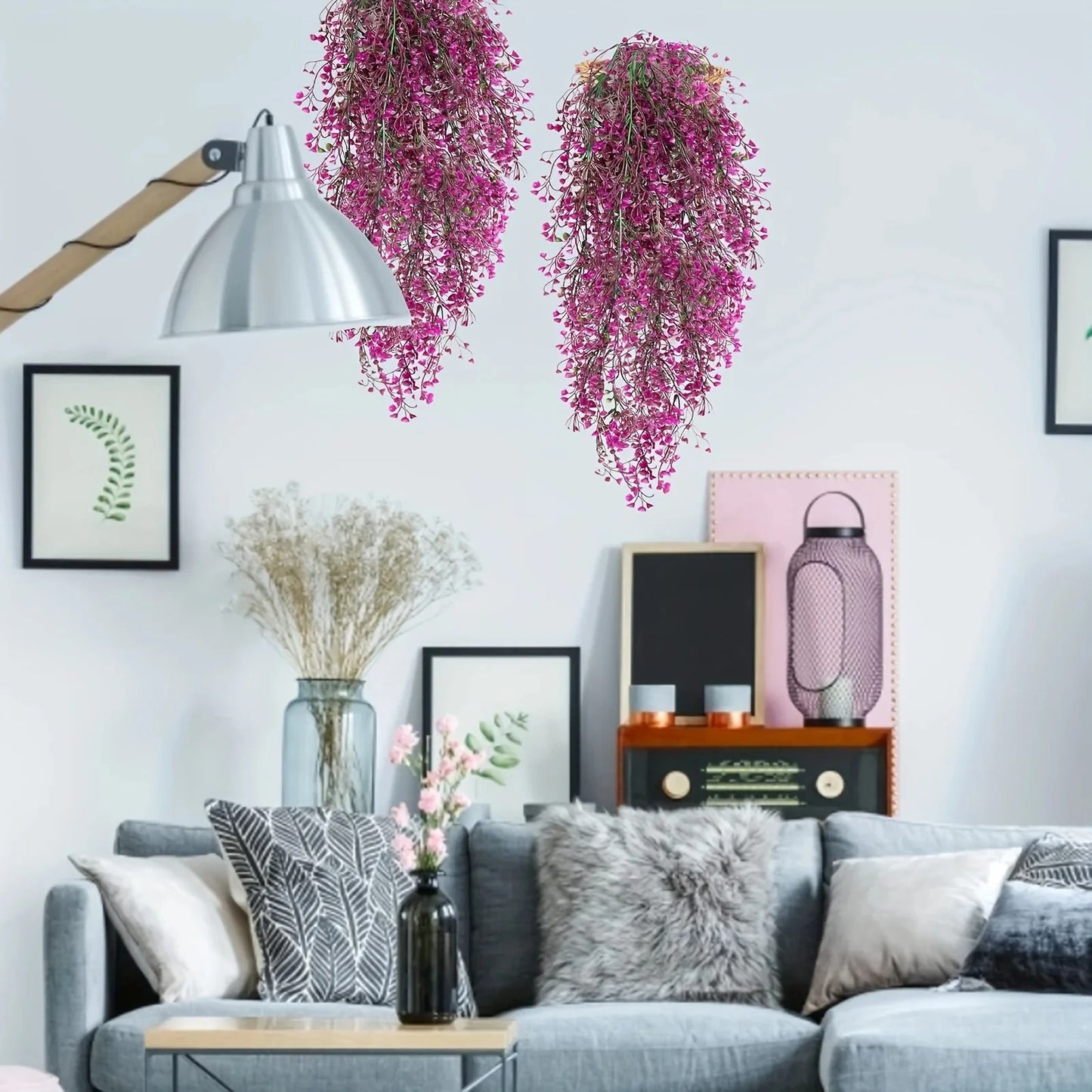 1 enredadera artificial de glicina colgante – Guirnalda de flores sintéticas resistente a los rayos UV para decoración del hogar en interiores y exteriores, bodas, fiestas y eventos