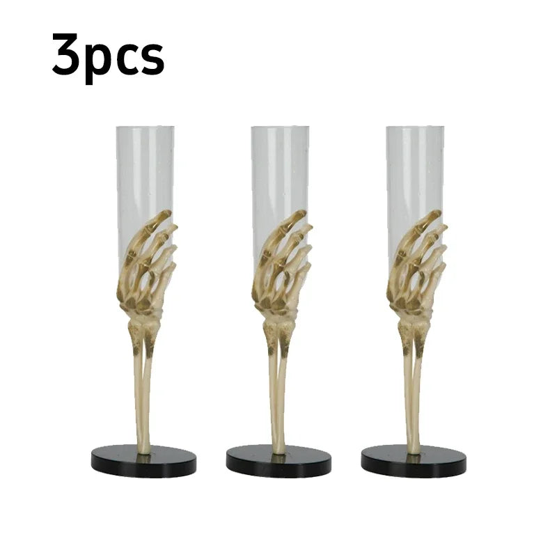 Halloween Skeleton Hand Goblet – Retro Plastic Champagne Flute with Skull Hand Arm Design for Halloween Party, Bar & Table Decor