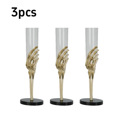 Halloween Skeleton Hand Goblet – Retro Plastic Champagne Flute with Skull Hand Arm Design for Halloween Party, Bar & Table Decor