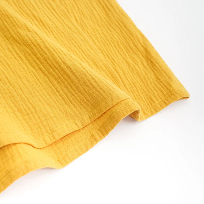 Vintage Women's Maxi Dress 100% Cotton Crepe Gauze V-Neck Sleeveless Bandage Long Elegant Summer Dress