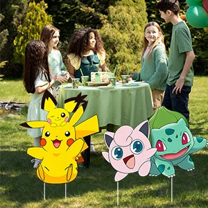 Pokémon Yard Signs Set – 8PCS Party Outdoor Decorations with Stakes (Birthday & Event Decor)