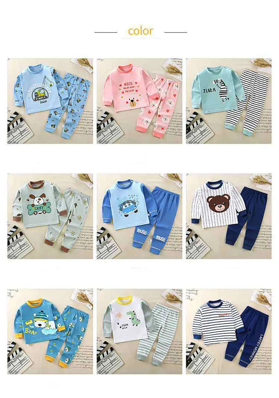 Conjunto de pijama de algodón para niños – Ropa de dormir de dibujos animados de otoño invierno para niños y niñas, conjunto de ropa de descanso suave para niños, ropa de noche acogedora y conjunto para el hogar para un sueño cómodo