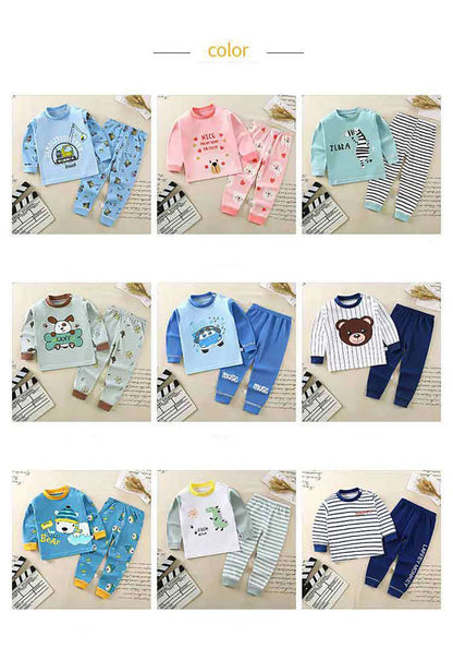 Conjunto de pijama de algodón para niños – Ropa de dormir de dibujos animados de otoño invierno para niños y niñas, conjunto de ropa de descanso suave para niños, ropa de noche acogedora y conjunto para el hogar para un sueño cómodo