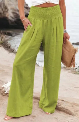 Pantalon ample décontracté pour femme, taille mi-haute avec cordon de serrage, style européen et américain, idéal pour la plage au printemps et en été