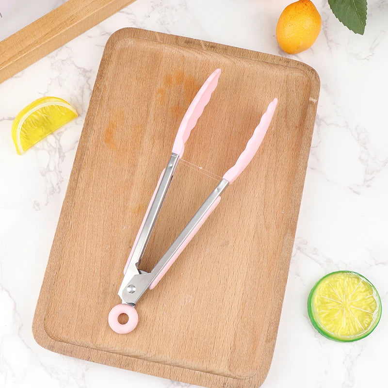 Silicone BBQ Grilling Tongs – Non-Stick Stainless Steel Kitchen Cooking, Salad & Serving Tongs
