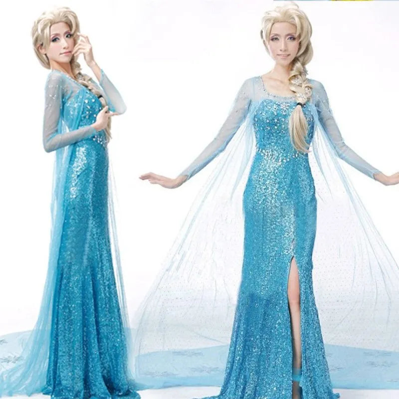 Ice & Snow Princess Cosplay Dress – Elsa-Inspired Adult Performance Costume