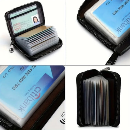 Porte-cartes minimaliste anti-RFID avec poche zippée pour la monnaie pour homme et femme