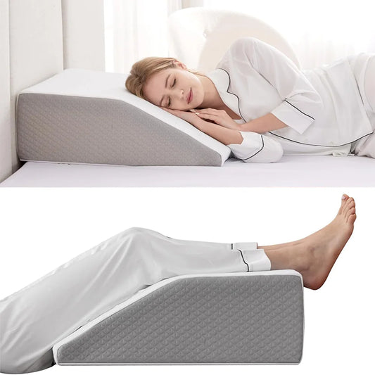 Oreiller de surélévation des jambes – Oreiller cale-jambes en mousse à mémoire de forme de 20 cm pour le sommeil, les personnes dormant sur le côté et le repos, coussin de soutien ergonomique pour le positionnement des jambes, le confort et la relaxation
