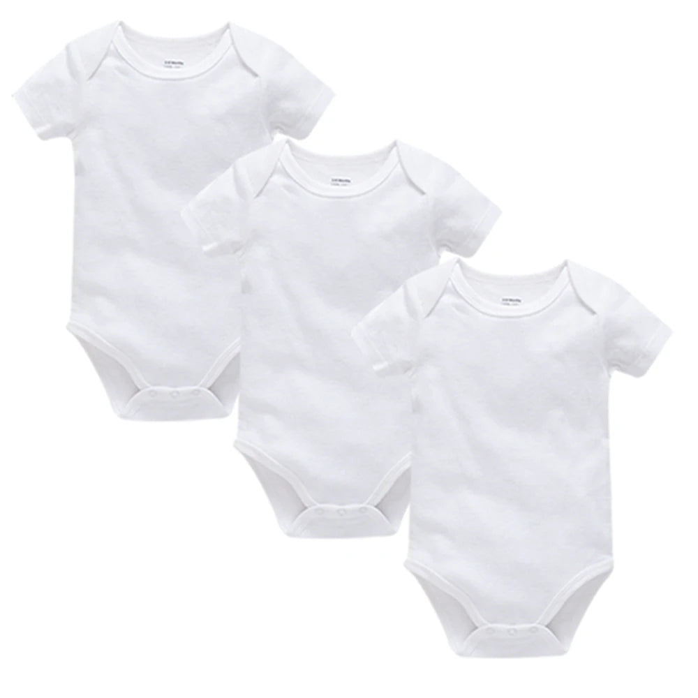 Kavkas Ropa de algodón para bebés – Juego de mamelucos de manga corta de 3 o 5 piezas para recién nacidos, para niños y niñas, mamelucos blancos sólidos de 0 a 24 meses, ropa suave de uso diario para bebés