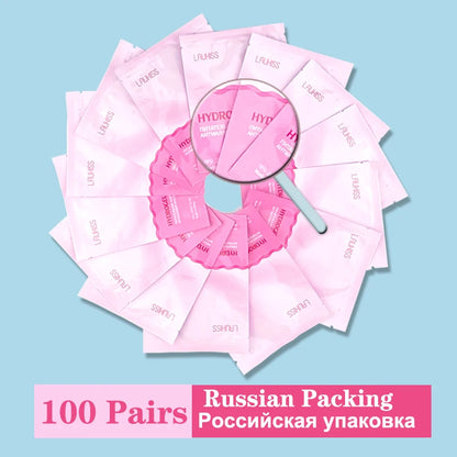 25/50/100 pares de parches para extensión de pestañas LAUKISS – Almohadillas sin pelusa debajo de los ojos para construcción de pestañas, pestañas postizas y aplicación de belleza