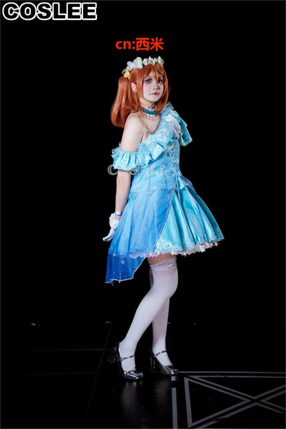COSLEE LoveLive Aqours “The Dreaming Gate” Cosplay Costume – All Members Blue Singing Dress (Nozomi, Nico, Hanayo, Maki)