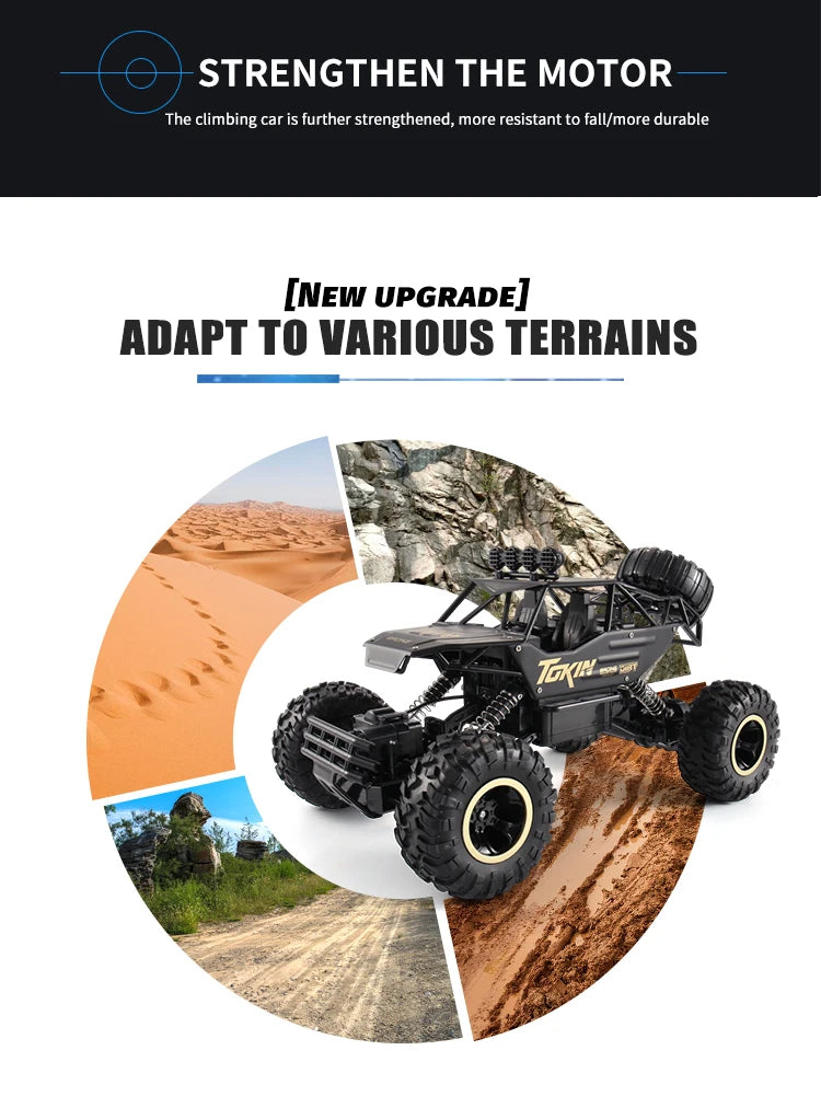 Oike Coche teledirigido 4x4 todoterreno 4WD RC Rock Crawler, coche RC de carreras y drifting todoterreno para niños y adultos