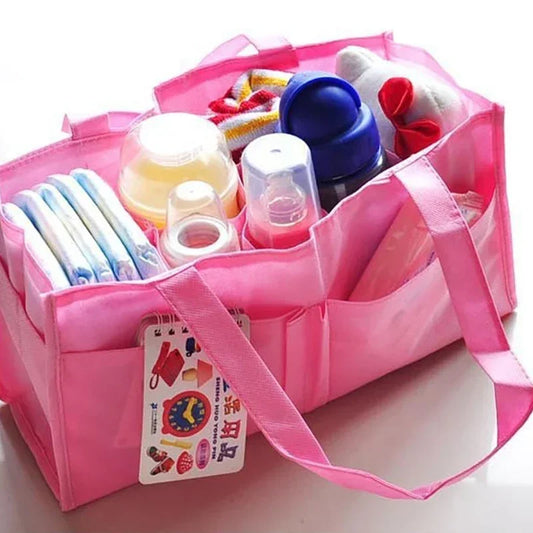 Bolso de pañales de gran capacidad para bebés, portátil, con almacenamiento para biberones y organizador multibolsillos