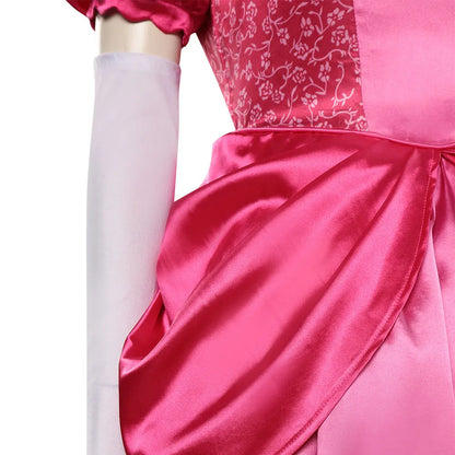 Princess Peach Cosplay Costume – Pink Fantasy Dress Set with Crown (Adult Women Halloween/Carnival Party Outfit, Includes Swimsuit Style Disguise)