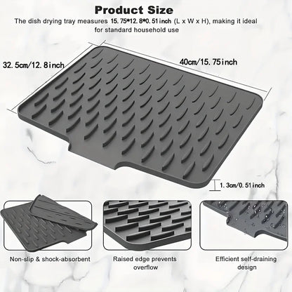 Silicone Kitchen Sink Drain Mat – Anti-Slip Heat-Resistant Countertop Drying Pad for Dishes & Tableware