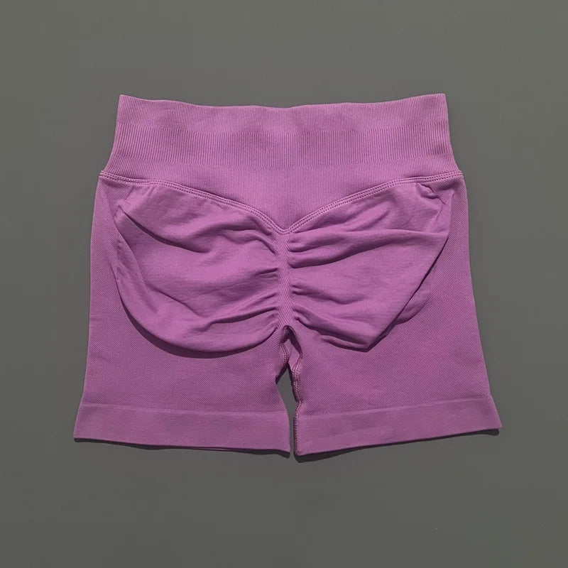 Pantalones cortos de gimnasio sin costuras con efecto Scrunch Butt para mujer – Pantalones cortos de yoga de cintura alta para correr, entrenar, fitness y ropa deportiva