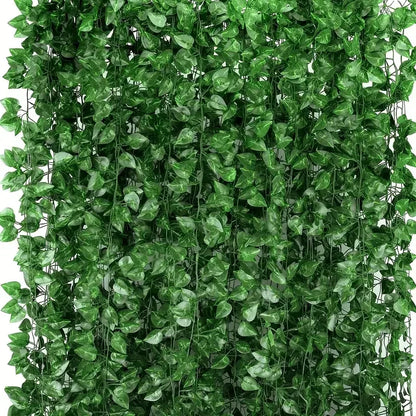 Artificial Ivy Vine Garland – Realistic Faux Green Leaf Rattan Creeper for Garden, Wedding Decor, Party Decorations, Hanging Plants & Home Decoration
