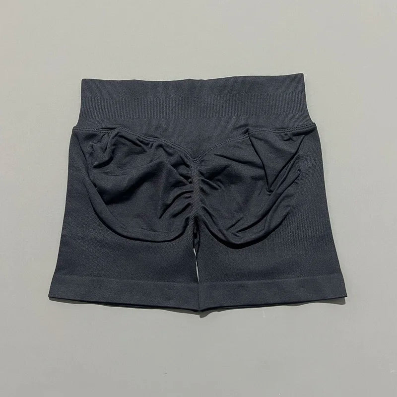 Pantalones cortos de gimnasio sin costuras con efecto Scrunch Butt para mujer – Pantalones cortos de yoga de cintura alta para correr, entrenar, fitness y ropa deportiva