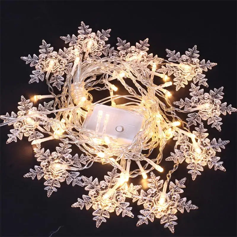 Guirlande lumineuse LED en forme de flocon de neige de 3,2 m – Guirlande lumineuse étanche pour Noël, mariages et décorations de vacances