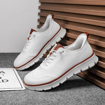 Baskets décontractées larges pour hommes – Chaussures de marche respirantes en Flyknit avec semelle souple et confort antidérapant pour l'été