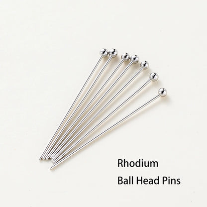 100-Piece 14K & 18K Gold Plated Brass Head Pins Set (16–50mm) – Ball, Flat & Eye Pins for DIY Jewelry Making & Crafts
