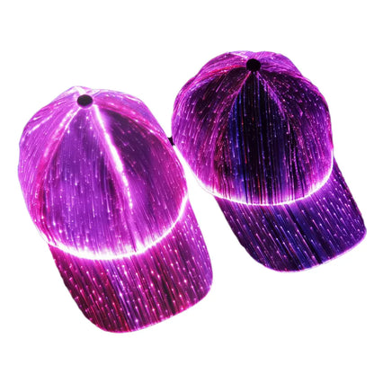 Fiber Optic LED Baseball Cap – 7-Color Luminous Light-Up Hat with USB Rechargeable Design for Parties, Performances & EDC
