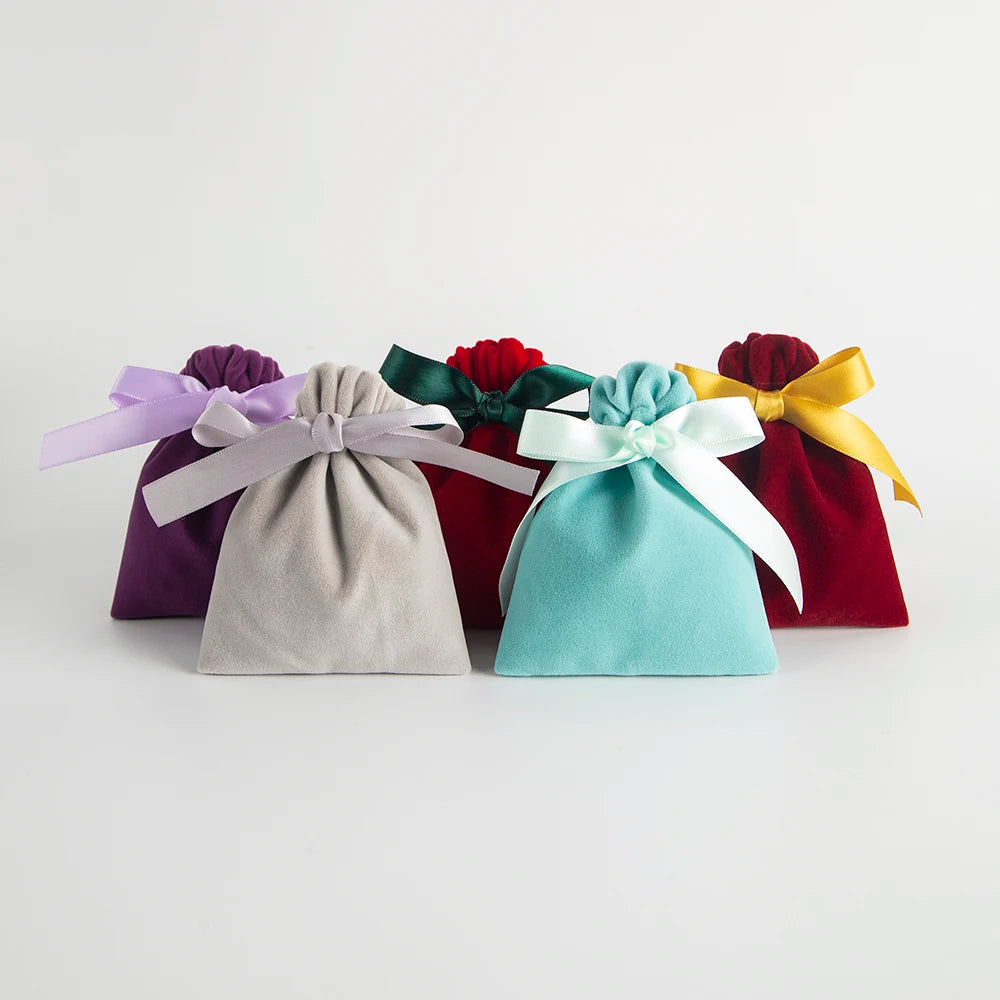 10 Bolsas de Terciopelo con Cordón – Bolsitas de Regalo con Cinta 10x12cm para Empaque de Joyas, Recuerdos de Boda, Almacenamiento de Viaje y Dulces