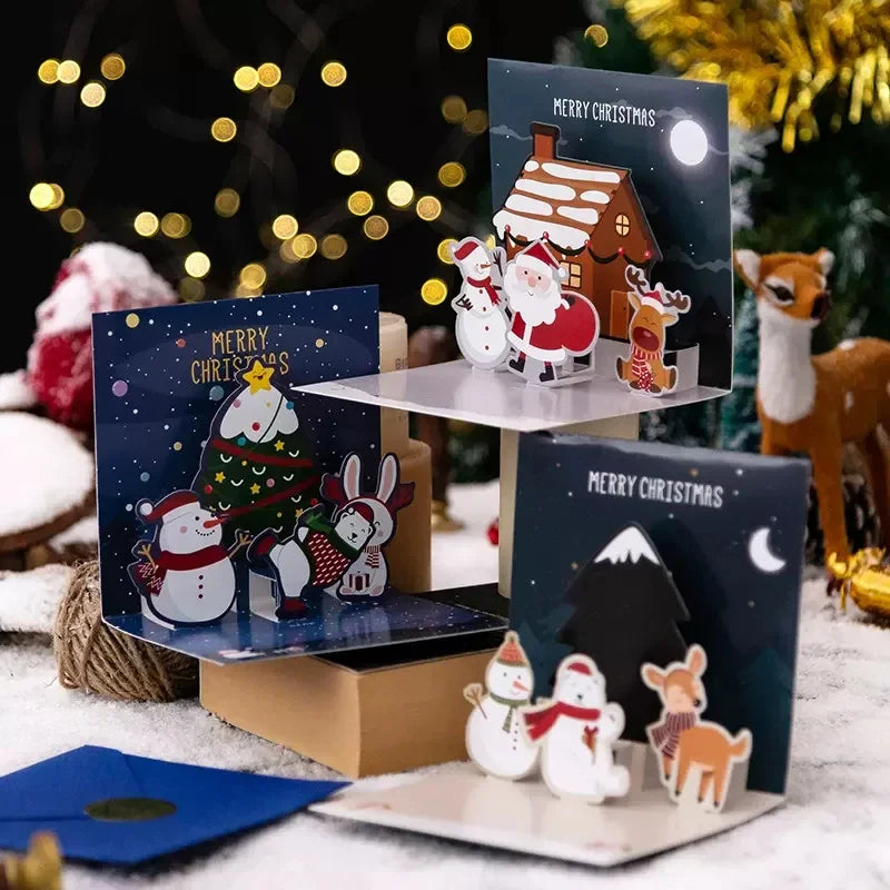 3D Folding Christmas Greeting Card – Merry Christmas & Happy New Year Gift Card for Xmas Party, Navidad & Holiday Decor