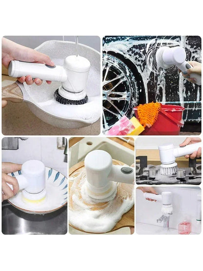 Cepillo Giratorio Eléctrico – Cepillo de Limpieza Inalámbrico con 5 Cabezales Reemplazables para Baño y Limpieza del Hogar