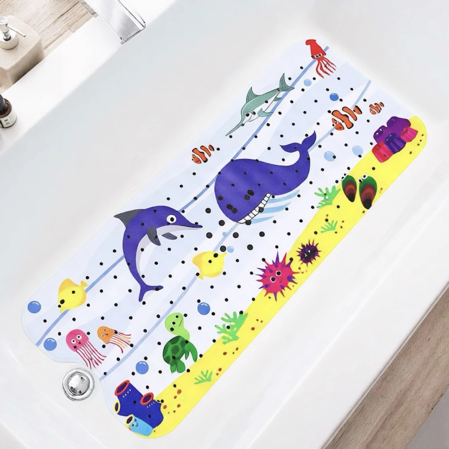 Cartoon Extra-Long Bathtub Mat 40x100cm – Non-Slip Shower & Bath Mat with Suction Cups and Drain Holes