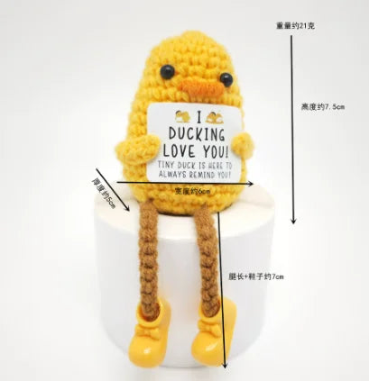 Peluche Pomme de terre Énergie positive – Décoration de chambre tricotée à la main en laine avec carte d'inspiration, cadeau de Noël mignon et amusant et ornement de bureau