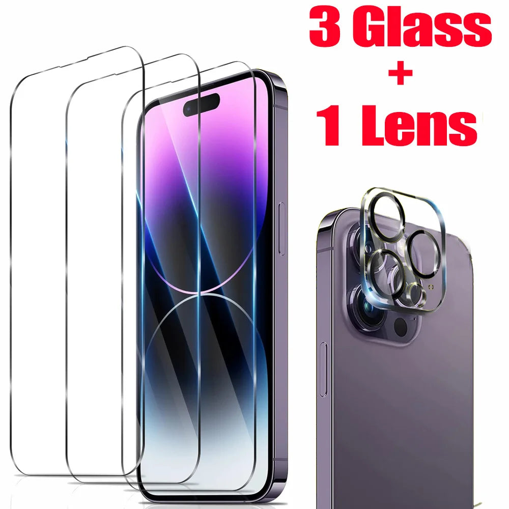 HD Tempered Glass Screen Protector for iPhone 17/16/15/14/13/12/11 Pro Max – Camera Lens Protection Film | Anti-Scratch Phone Accessory