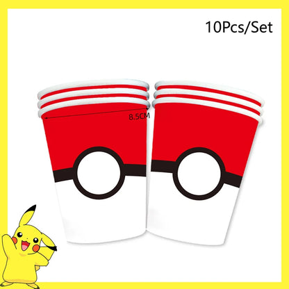 Décorations d'anniversaire Pokémon – Vaisselle Pikachu, Ballons, Décorations de Gâteau et Articles de Fête