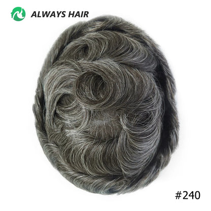 0.12-0.14mm PU Skin Hombres Peluquín – Peluca de Sistema Capilar de Cabello Humano Indio de Grosor Completo | Reemplazo de Cabello Natural con 130% de Densidad