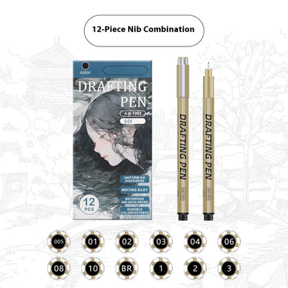 Manga Black Fineliner Marker Set – 1/6/9/12PCS Fine Tip Drawing Pens for Sketching, Comics & Art