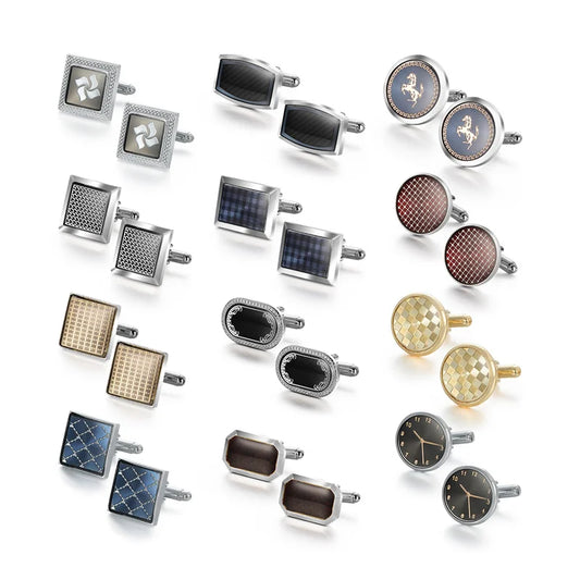Gemelos de Lujo de Cobre para Hombre – Gemelos Redondos y Cuadrados para Camisa, para Boda, Negocios y Ropa Formal | Regalo de Accesorios de Moda para Hombre