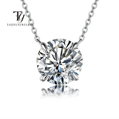 Collar con colgante de moissanita de plata de ley 925 – Joyería fina nupcial y para mujer de 0,5 a 5 quilates