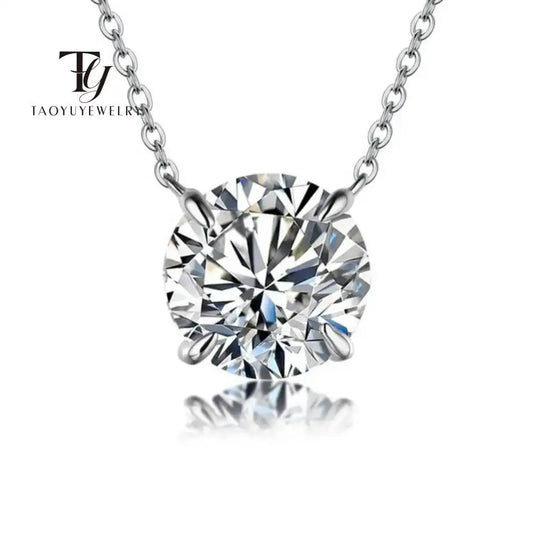 925 Sterling Silver Moissanite Pendant Necklace – 0.5–5CT Bridal & Fine Jewelry for Women