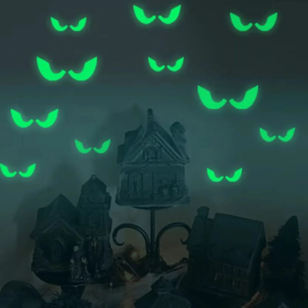 Halloween Luminous Wall Stickers – Glow-in-the-Dark Eyes, Bats, Ghosts & Pumpkins for Windows, Walls, Home & Spooky Party Decor