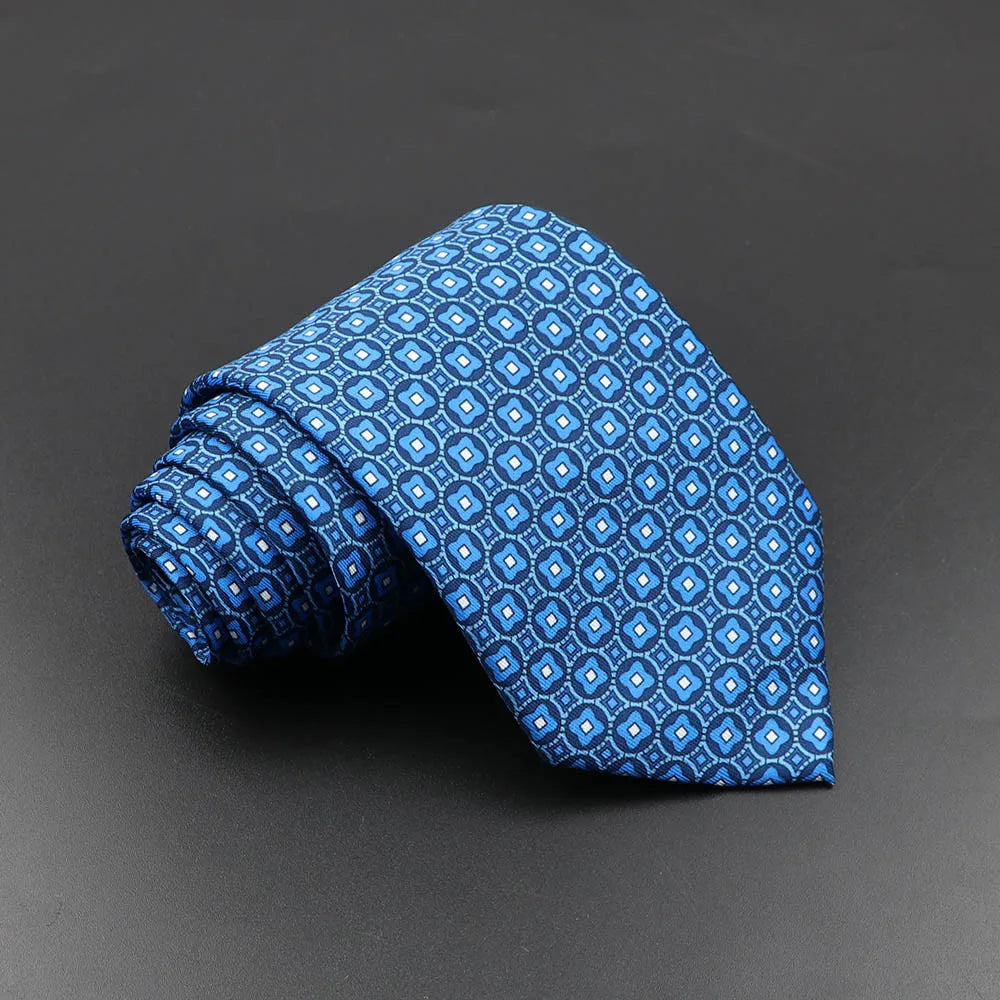 Men's 7.5cm Soft Silk Necktie – Floral & Dot Pattern Tie for Weddings, Business, Parties & Formal Wear