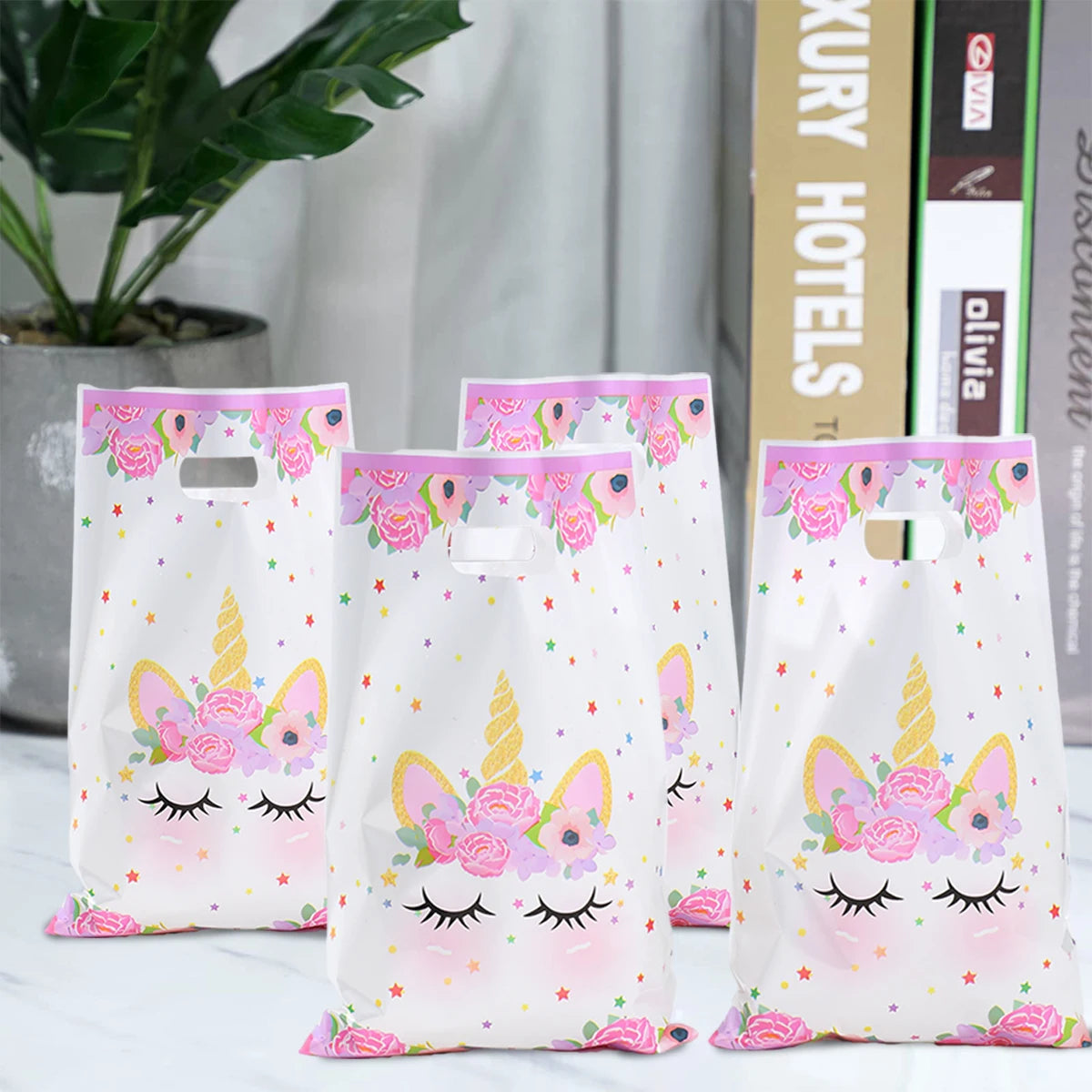 10/25/50 unidades Bolsas de Regalo de Unicornio para Dulces – Lindas Bolsas de Mano para Recuerdos de Fiesta, Decoraciones de Cumpleaños, Baby Showers, Regalos para Niños y Artículos de Celebración