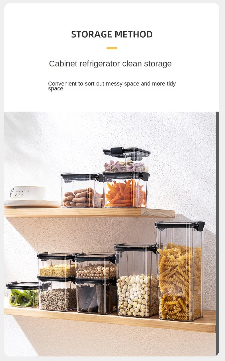 Juego de recipientes herméticos de cocina – Contenedores grandes de plástico para granos con tapas a prueba de humedad para almacenar alimentos y condimentos
